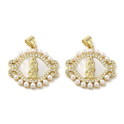Brass Pave Shell Pendants KK-I708-16Q-G-1