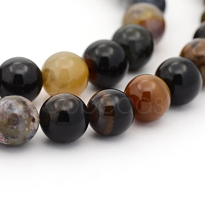 Natural Petrified Wood Round Bead Strands G-P070-69-4mm-1