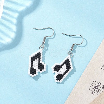 304 Stainless Steel Musical Note Dangle Earrings EJEW-MZ00619-1