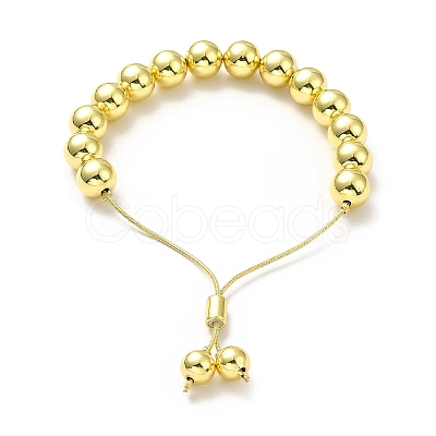 Rack Plating Brass Round Bead Slider Bracelets for Women BJEW-M232-01G-D-1