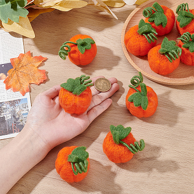 Pumpkin Handmade Wool Felt Ornament DIY-WH0504-793A-01-1