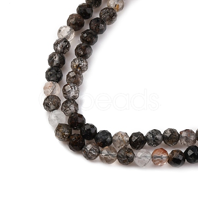 Natural Black Rutilated Quartz Beads Strands G-RM250104-C3-1