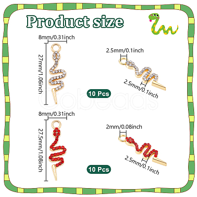 20Pcs 2 Styles Alloy Rhinestone Pendants FIND-NB0006-29-1
