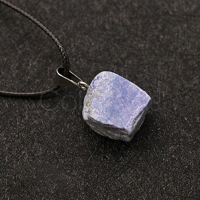 Natural Lapis Lazuli Raw Rough Nuggets Pendant Necklace FS-WG50F2C-10-1