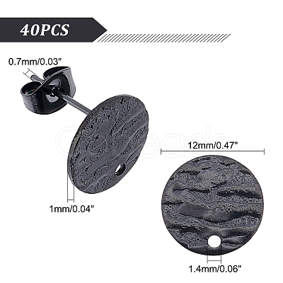 40Pcs Ion Plating(IP) 304 Stainless Steel Stud Earring Findings STAS-UN0040-65-1