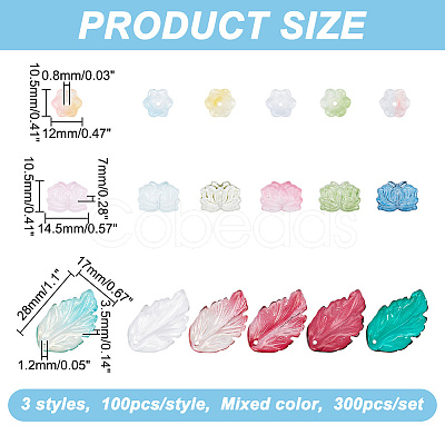300Pcs 3 Style Glass Pendants GLAA-AR0001-43-1