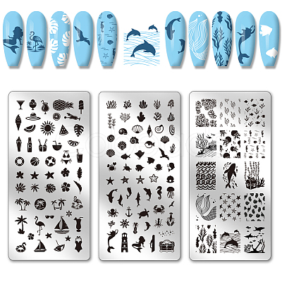 Stainless Steel DIY Nail Art Templates MRMJ-WH0092-120-1