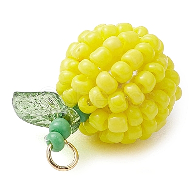 5Pcs 5 Colors Handmade Seed Beads Pendants PALLOY-TA00159-1