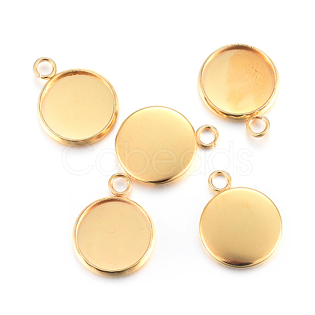 Rack Plating 304 Stainless Steel Pendant Cabochon Settings LS-X-STAS-F191-14G-C-1