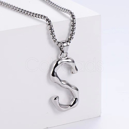 Minimalist chic collarbone necklace with 26 English letters design LW4134-45-1