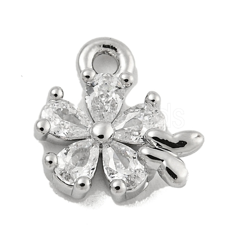 Brass Micro Pave Clear Cubic Zirconia Pendants KK-U015-10P-1