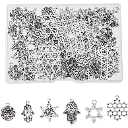 60Pcs 6 Style Tibetan Style Alloy Pendant FIND-FH0005-56-1