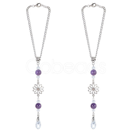 2Pcs Alloy Flower Pendant Decorations HJEW-ME0001-07A-1