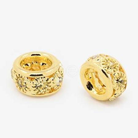 Brass Rhinestone European Beads RB-A050-H5mm-01G-1