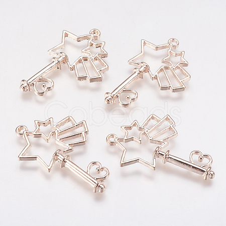 Long-Lasting Plated Alloy Open Back Bezel Pendants PALLOY-P166-40RG-A-1