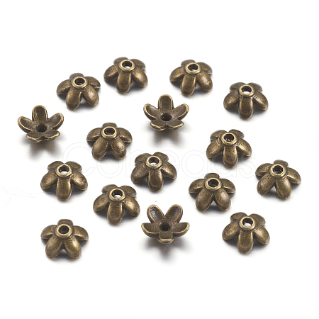Tibetan Style  Zinc Alloy Bead Caps LS-TIBEB-6.5x3-AB-FF-1