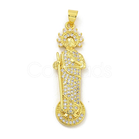 Priest Rack Plating Brass Micro Pave Cubic Zirconia Pendants KK-G513-88G-1