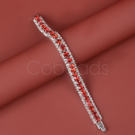 Square Alloy Rhinestone Cup Chain Bracelets for Women WG1D83C-12-1