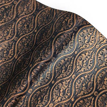 Embossed Flower Pattern Imitation Leather Fabric PW-WG86230-03-1