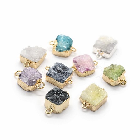 Natural Druzy Quartz Links connectors G-P396-11G-1