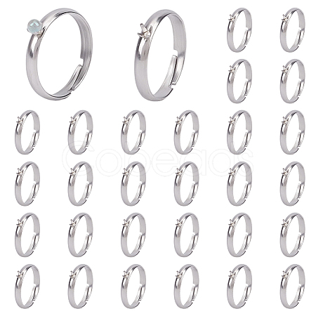 30Pcs 304 Stainless Steel Cuff Ring Components STAS-HY0001-92-1