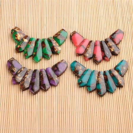 Assembled Dyed Synthetic Imperial Jasper and Bronzite Pendants G-E327-01-1