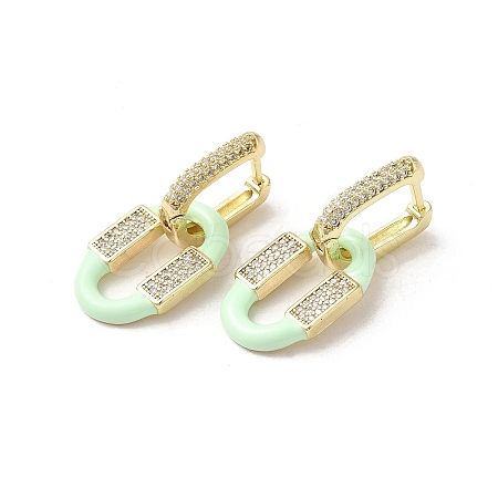 Oval Golden Brass Dangle Hoop Earrings EJEW-L268-041G-06-1
