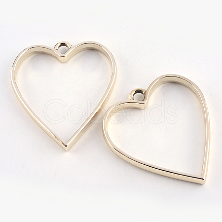Rack Plating Alloy Heart Open Back Bezel Pendants PALLOY-S047-12E-FF-1
