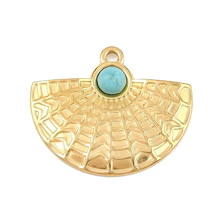 Bohemian Style 304 Stainless Steel with Synthetic Turquoise Pendants STAS-G381-02G-01-1