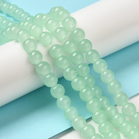 Baking Paint Imitation Jade Glass Round Bead Strands DGLA-Q021-8mm-22-1