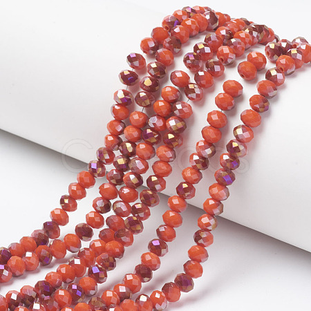 Electroplate Opaque Glass Beads Strands EGLA-A034-P6mm-F12-1