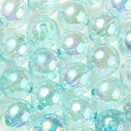 UV Plating Transparent Rainbow Iridescent Acrylic Beads TACR-D010-07D-1