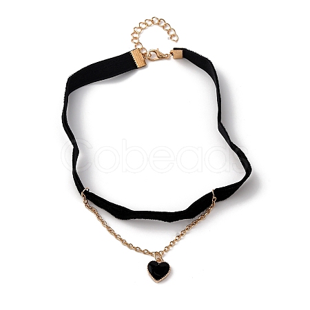 Alloy & Velvet Heart Pendant Choker Necklaces for Women WGC7319-04-1