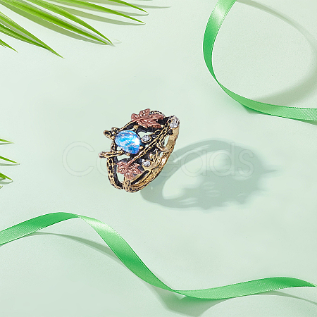 1Pc Zinc Alloy Resin Finger Rings RJEW-LP0005-21-1