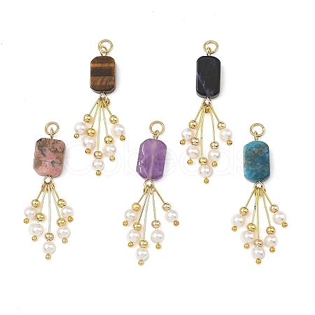 Natural Mixed Stone Pendants PALLOY-JF06063-1