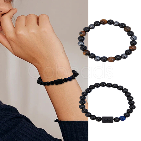 Natural Mixed Gemstone Stretch Bracelets BJEW-LP0001-25L-1