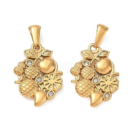 304 Stainless Steel with Rhinestone Pendants RB-CBA7A56-10G-01-1