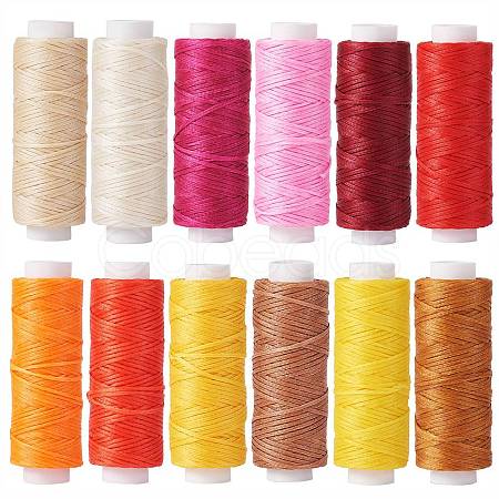 12Rolls 12 Colors Waxed Polyester Cord YC-SZ0001-03C-1