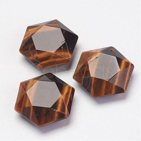 Natural Tiger Eye Pendants G-P264-03-1