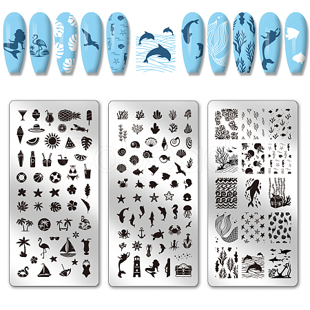 Stainless Steel DIY Nail Art Templates MRMJ-WH0092-120-1