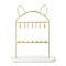 Cat Ear Iron Storage Jewelry Rack, Jewelry Display Holder with Oval Marble Base, for Earrings, Necklaces, Bracelets, Golden, 26x7.5x31.1cm