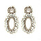 Rhinestone Braided Ear Studs for Women, Oval, Bohemian Style, WhiteSmoke, 70x43mm