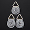 Tassel Big Pendants, with Glass Beads and Golden Plated Brass Findings, Triangle, Clear, 62~70x27~28mm, Hole: 20x17.5mm