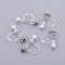 Plastic Clip-on Earring Findings, with Shell Pearl and 316 Surgical Stainless Steel Findings, Stainless Steel Color, 17.5x11.5x3mm, Hole: 1.4mm