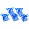 Handmade Transparent Lampwork Beads, Mouse, Blue, 16~17x17~18x16~18mm, Hole: 1.8mm