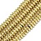 Electroplate Non-magnetic Synthetic Hematite Beads Strands, Bumpy, Disc, Light Gold Plated, 8x3mm, Hole: 1.4mm, about 120~122pcs/strand, 15.75 inch(40cm)