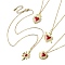 Golden Brass with Cubic Zirconia Heart Pendant Necklace, Mixed Shapes, 15.79~15.98 inch(40.1~40.6cm)