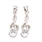 Musical Note Real Platinum Plated Brass Cubic Zirconia Pendants, 21.5x8x3.5mm, Hole: 4x3.5mm