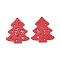 Poplar Wood Pendants, Dyed, Christmas Tree, Red, 68x60.5x3mm, Hole: 3mm