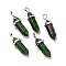 Natural Ruby in Zoisite Pointed Pendants, Faceted, with Platinum Tone Brass Findings, Lead free & Cadmium Free, Dyed, Bullet, 27~30x9~10x7~8mm, Hole: 4x3mm